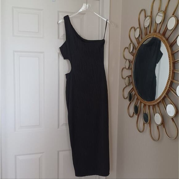 That's So Fetch Trami One Shoulder Cut Out Midi Dress Black 8/M NWT - Picture 7 of 14